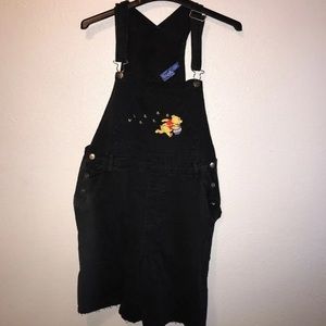 Black Disney Pooh Bear Short Overalls